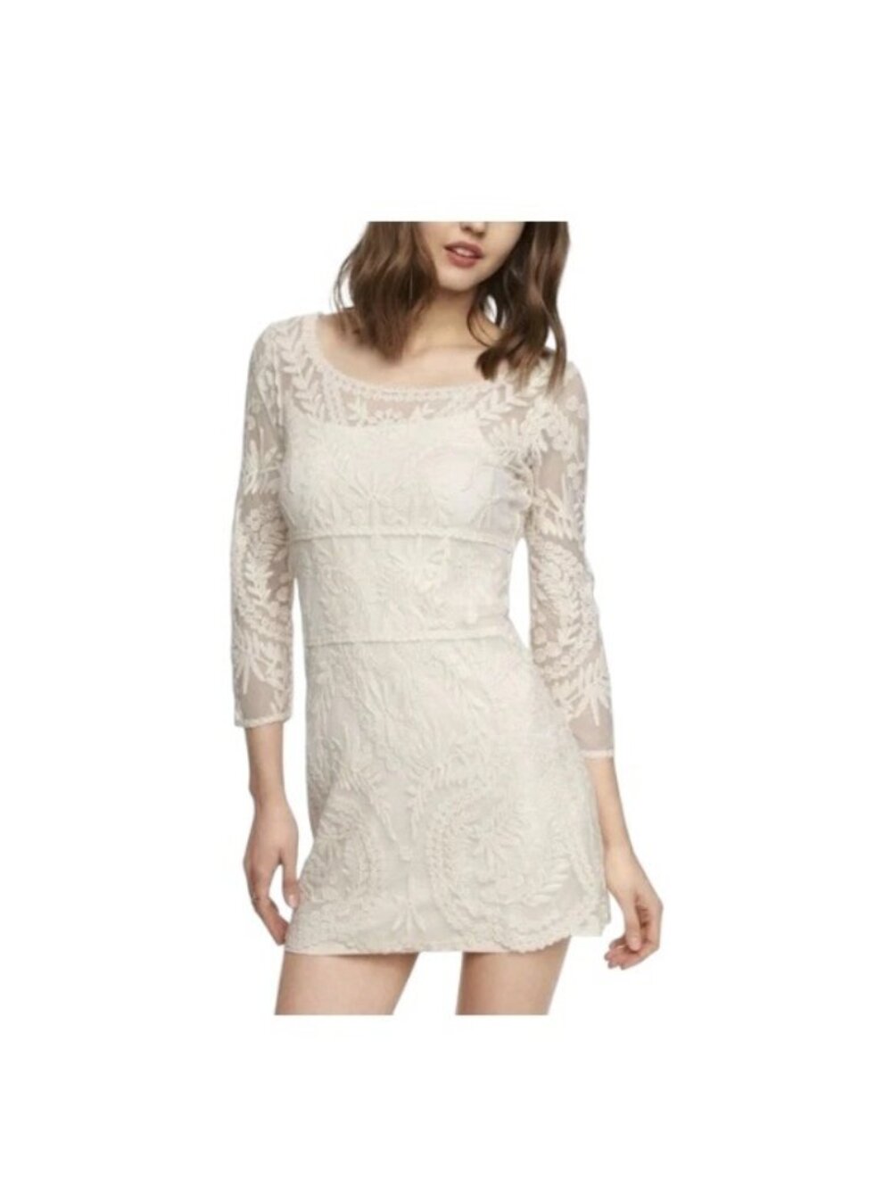 Express Lace Mini Dress Cream Size M Coquette Festival Romantic Y2K Summer Cute